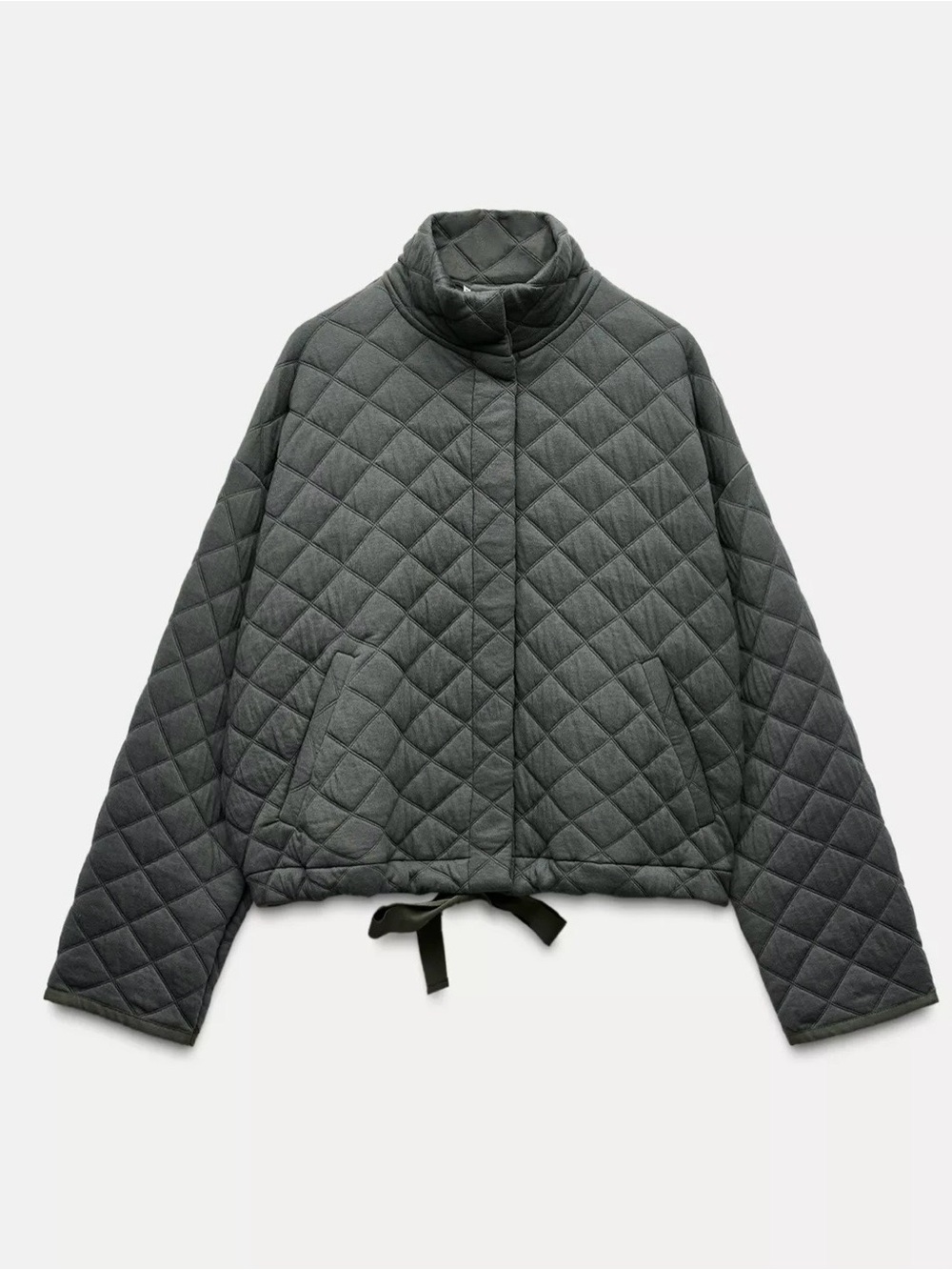 Zara Quilted Jacket in Charcoal Gray
